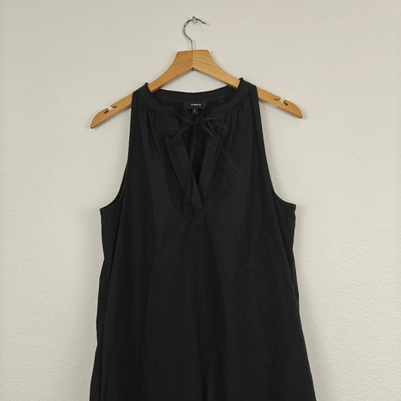 Theory Nallane Light Poplin Sleeveless Black Cotton V-neck Mini Dress Size 6 - Picture 8 of 16